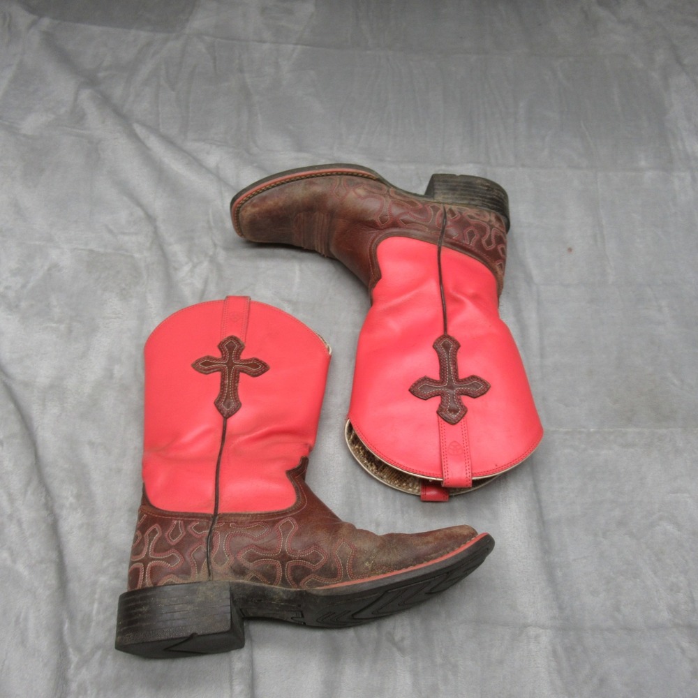 Ariat Womens Crossroads Boots 6.5B Pink Leather Western Cowboy Riding Pull-On - Picture 2 of 11